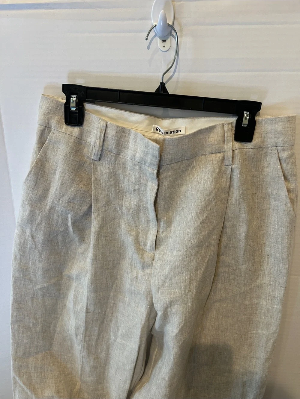 Reformation Alex Oatmeal Linen Wide Leg Pants Size 10 NWT Elevated Neutrals